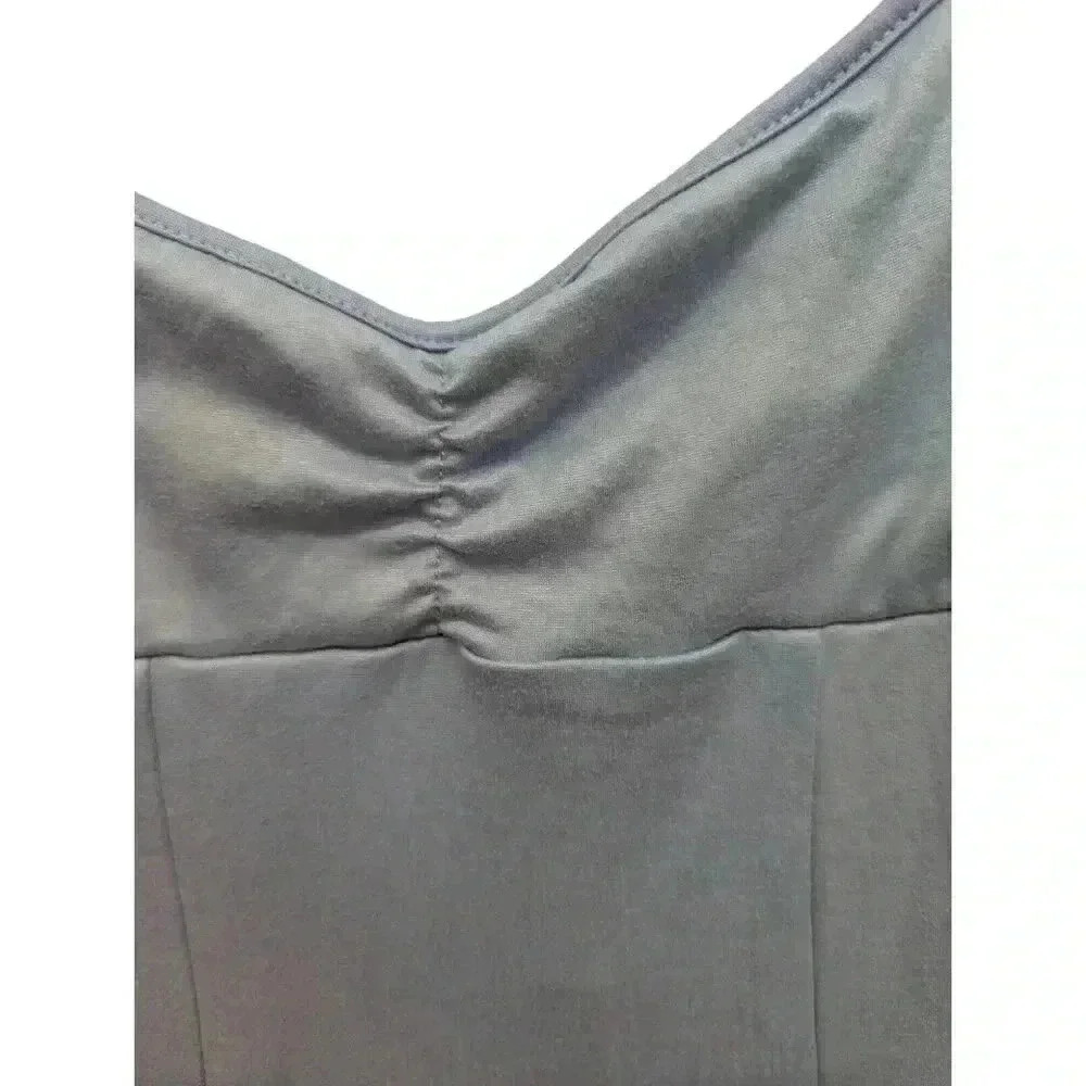 NWT Urban Outfitters Womens Midi V Neck Adjustable Strap Slit Tank Dress Blue XS - Picture 3 of 10